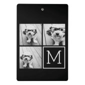 Zwart-witfotocollage met monogram mini klembord (Achterkant)