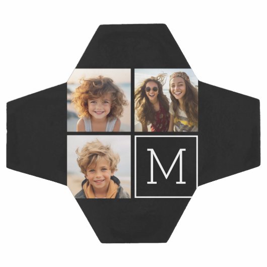 Zwart-witfotocollage met monogram voetbal (Enkel)