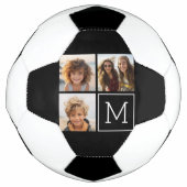 Zwart-witfotocollage met monogram voetbal (Voorkant)