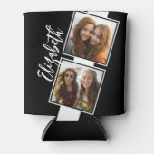 Zwart-witfotocollage vierkantjes, speciaal geperso blikjeskoeler (Voorkant)