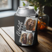 Zwart-witfotocollage vierkantjes, speciaal geperso blikjeskoeler