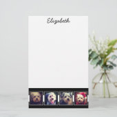 Zwart-witfotocollage vierkantjes, speciaal geperso briefpapier (Staand voorkant)