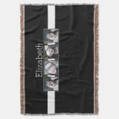 Zwart-witfotocollage vierkantjes, speciaal geperso deken (Voorkant Verticaal)