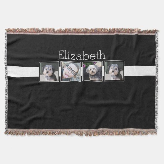 Zwart-witfotocollage vierkantjes, speciaal geperso deken (Voorkant)