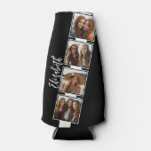 Zwart-witfotocollage vierkantjes, speciaal geperso flesjeskoeler (Voorkant)