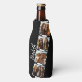 Zwart-witfotocollage vierkantjes, speciaal geperso flesjeskoeler (Fles Voorkant)