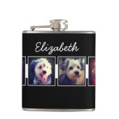 Zwart-witfotocollage vierkantjes, speciaal geperso heupfles (Voorkant)