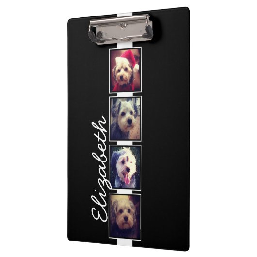 Zwart-witfotocollage vierkantjes, speciaal geperso klembord (Links)