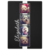 Zwart-witfotocollage vierkantjes, speciaal geperso klembord (Achterkant)