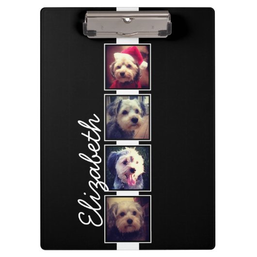 Zwart-witfotocollage vierkantjes, speciaal geperso klembord (Voorkant)