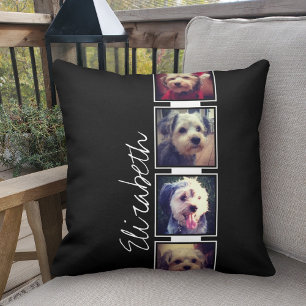 Zwart-witfotocollage vierkantjes, speciaal geperso kussen