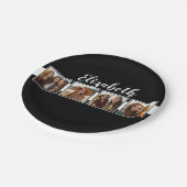 Zwart-witfotocollage vierkantjes, speciaal geperso papieren bordje (Gekanteld)