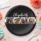 Zwart-witfotocollage vierkantjes, speciaal geperso papieren bordje