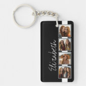 Zwart-witfotocollage vierkantjes, speciaal geperso sleutelhanger (Voorkant)