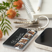 Zwart-witfotocollage vierkantjes, speciaal geperso sleutelhanger (Voorkant Rechts)