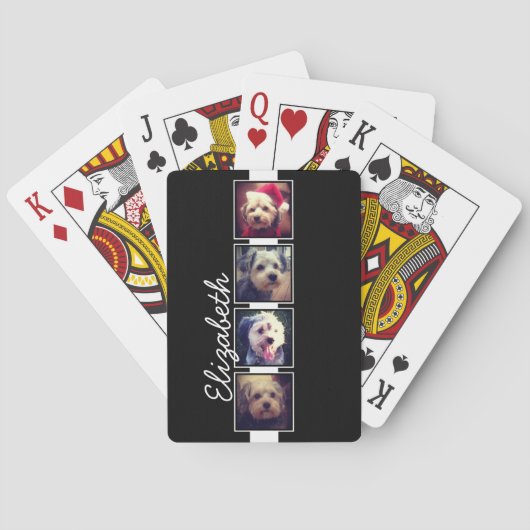 Zwart-witfotocollage vierkantjes, speciaal geperso speelkaarten (Achterkant)