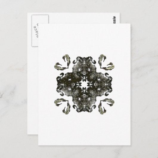 Zwart-witfractal Briefkaart (Voorkant / Achterkant)