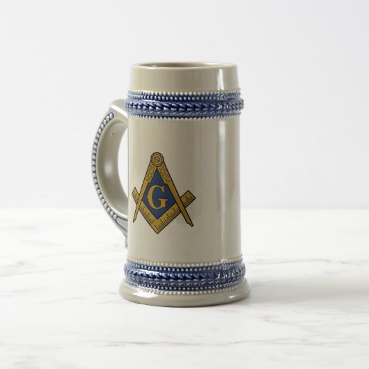 Zwart-witfreemason-kompas Bierpul (Voorkant links)