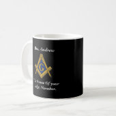 Zwart-witfreemason-kompas Koffiemok (Voorkant links)