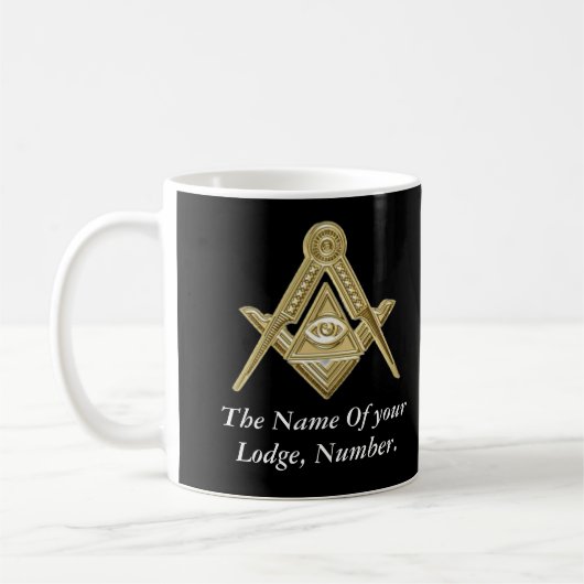 Zwart-witfreemason-kompas Koffiemok (Links)