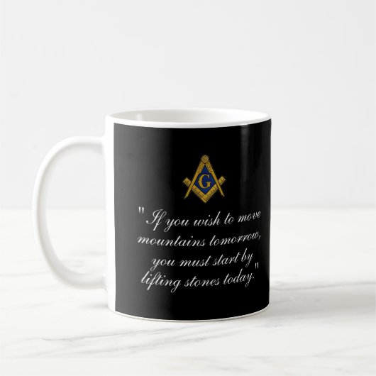 Zwart-witfreemason-kompas Koffiemok (Links)