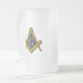 Zwart-witfreemason-kompas Matglas Bierpul (Voorkant links)