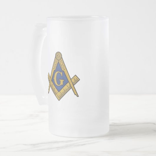 Zwart-witfreemason-kompas Matglas Bierpul (Voorkant links)