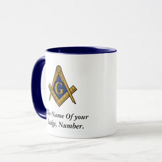 Zwart-witfreemason-kompas Mok (Voorkant links)