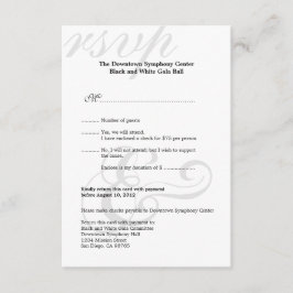 Zwart-witgala met eenvoudige RSVP-respons voor bed RSVP Kaartje