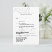 Zwart-witgala met eenvoudige RSVP-respons voor bed RSVP Kaartje (Staand voorkant)