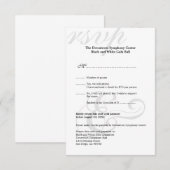 Zwart-witgala met eenvoudige RSVP-respons voor bed RSVP Kaartje (Voorkant / Achterkant)