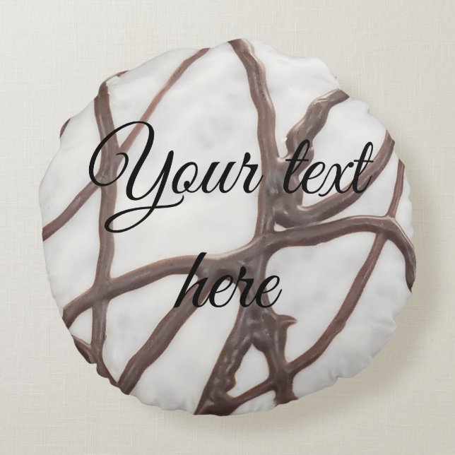 Zwart-witgebak Rond Kussen (Achterkant)