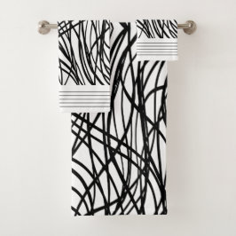 Zwart-witgeborsteld grijs bad handdoek