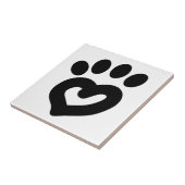 Zwart-witgedeelte — Heart Paw afdrukken Tegeltje (Zijkant)