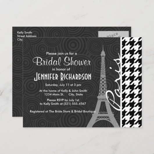 Zwart-witgeluid; Parijs Uitnodiging Briefkaart (Voorkant / Achterkant)