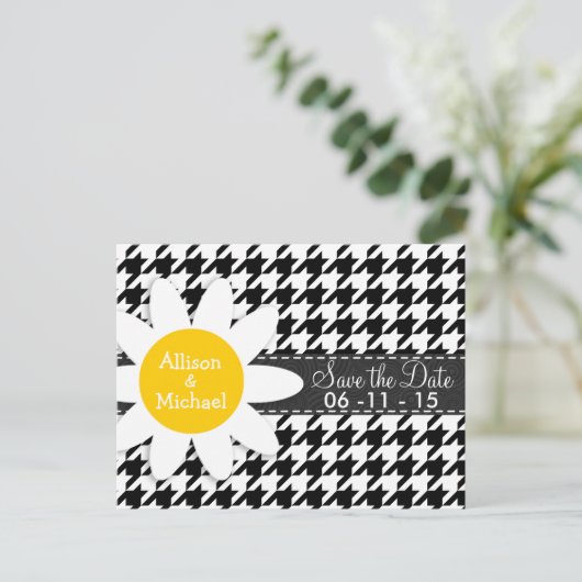 Zwart-witgeluid.; Spring Daisy Aankondigingskaart (Staand voorkant)