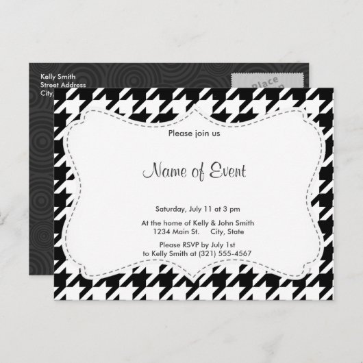 Zwart-witgeluid Uitnodiging Briefkaart (Voorkant / Achterkant)