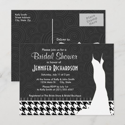 Zwart-witgeluid Uitnodiging Briefkaart (Voorkant / Achterkant)