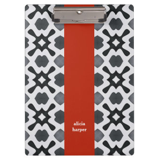 Zwart-witgeometrie met rood streep klembord