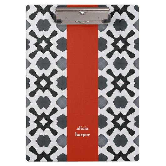 Zwart-witgeometrie met rood streep klembord (Voorkant)