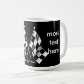 Zwart-witgerichte racevlaggen koffiemok (Voorkant rechts)