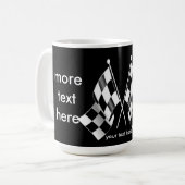 Zwart-witgerichte racevlaggen koffiemok (Voorkant links)