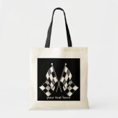 Zwart-witgerichte racevlaggen tote bag (Voorkant)