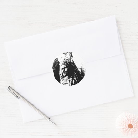 Zwart-witGeronimo Ronde Sticker (Envelop)