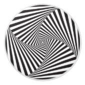 Zwart-witgestreept Pinwheels Ceramic Knob. Keramische Knop (Voorkant)