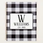 Zwart-witgingham Monogram Familienaam Jaar Planner (Voorkant)