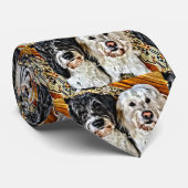 Zwart-witglimlachende Golden Doodle dogs Stropdas (Opgerold)