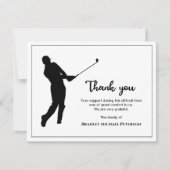 Zwart-witgolf minimalistisch gedenkteken bedankkaart (Voorkant)