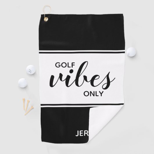 Zwart-witgolfer Quote Golf alleen op maat Golfhanddoek (Insitu)