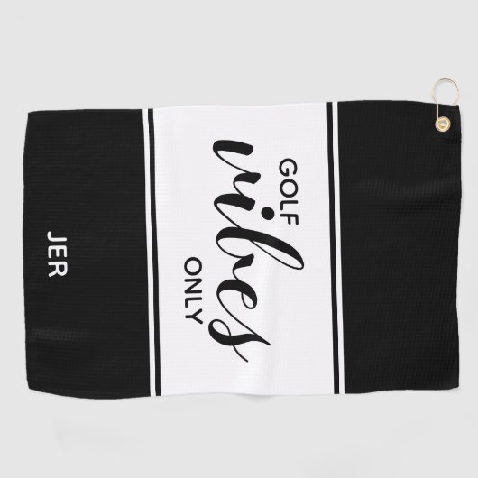 Zwart-witgolfer Quote Golf alleen op maat Golfhanddoek (Horizontaal)